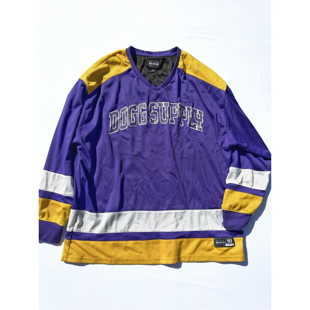 Dogg Supply Snoop Dogg Mens Jersey Shirt XL Hockey Purple Gold Yellow Game Y2k